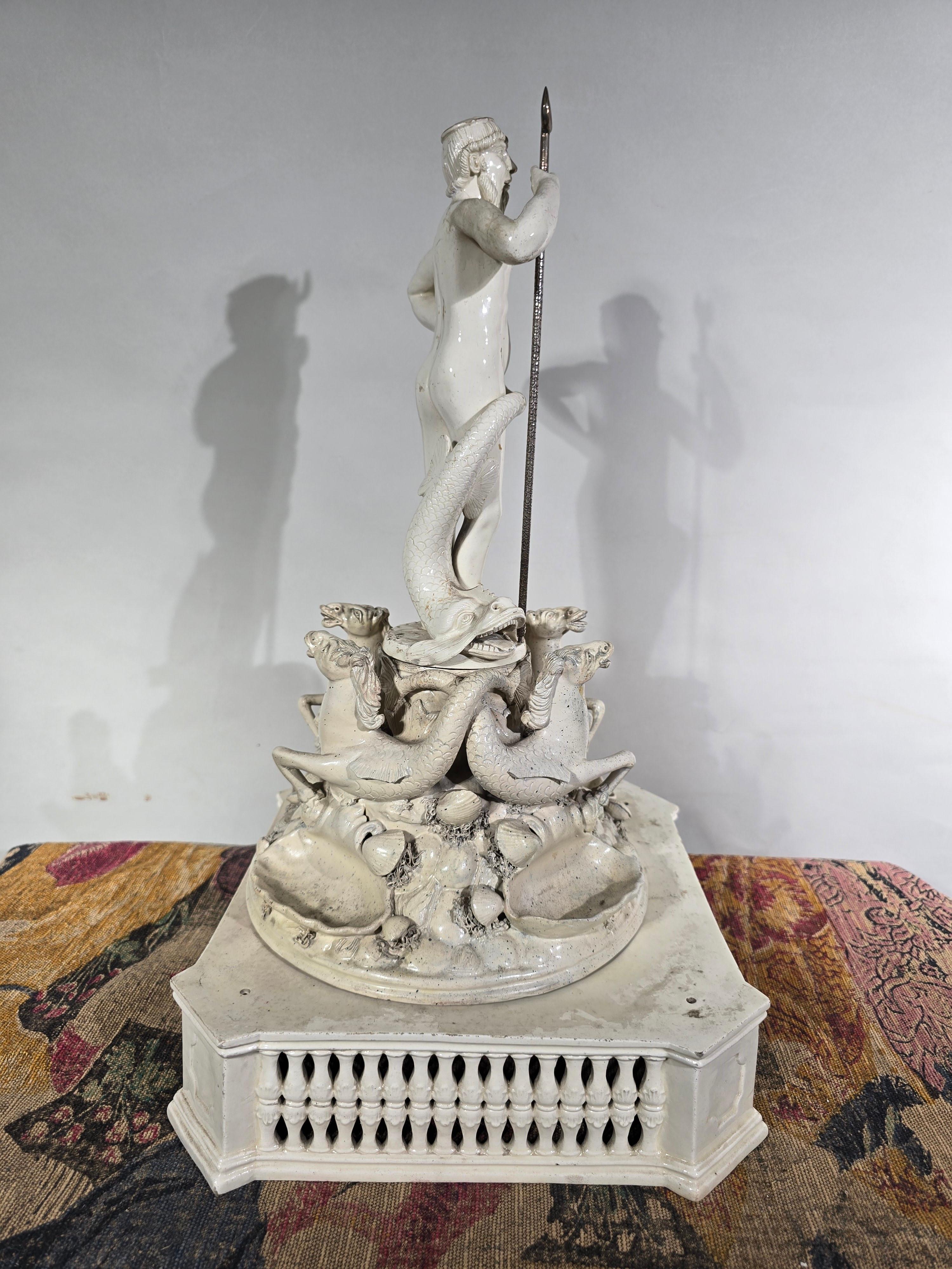 The Triumph of Neptune - Italian Ceramic Statue, Late 19th Century For Sale 5