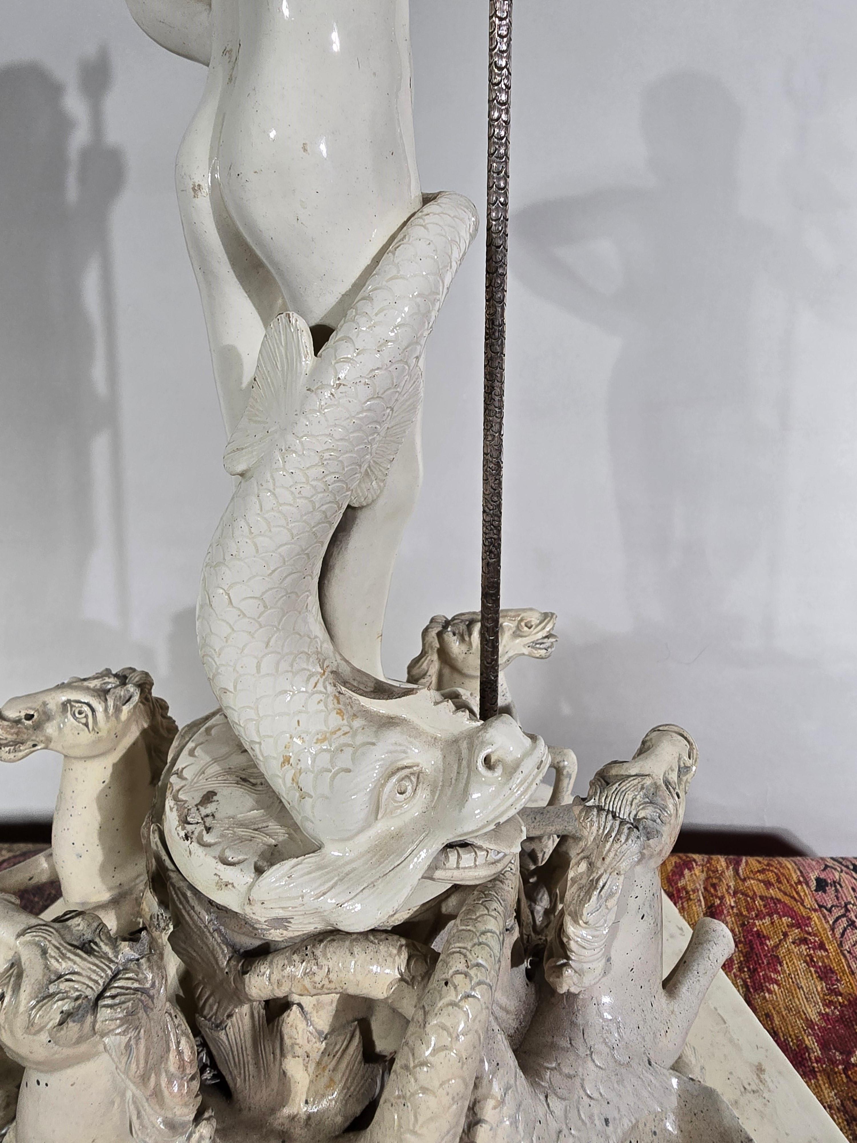 The Triumph of Neptune - Italian Ceramic Statue, Late 19th Century For Sale 6