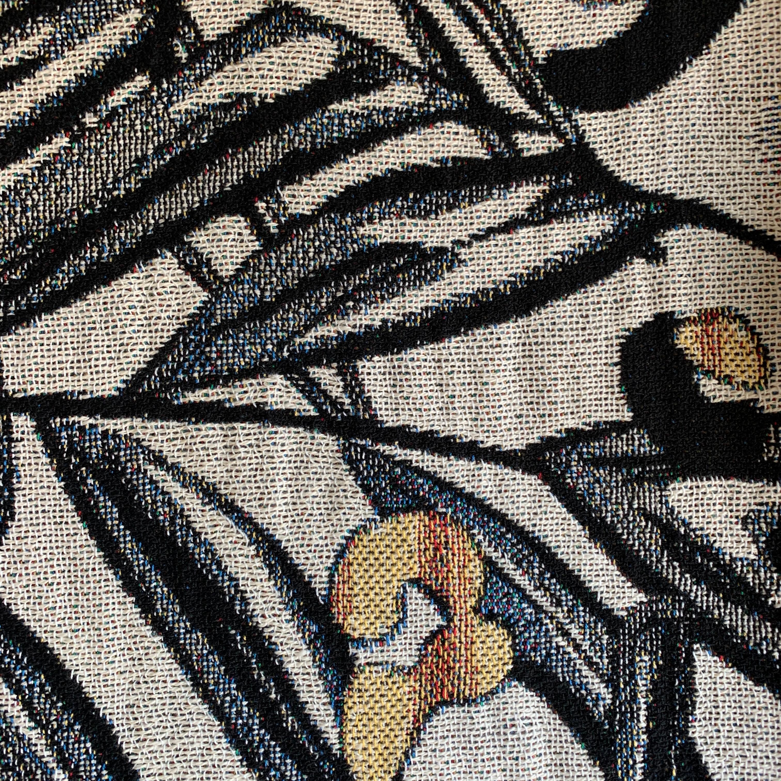 The Tropics Collection 'Hornbill' Woven Throw Monochrome and Gold For Sale 2