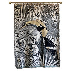 The Tropics Collection 
Hornbill
 Woven Throw Monochrome and Gold