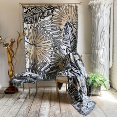 The Tropics Collection 'Palm Leaf' Woven Throw/Wall Hanging, Monochrome and Gold