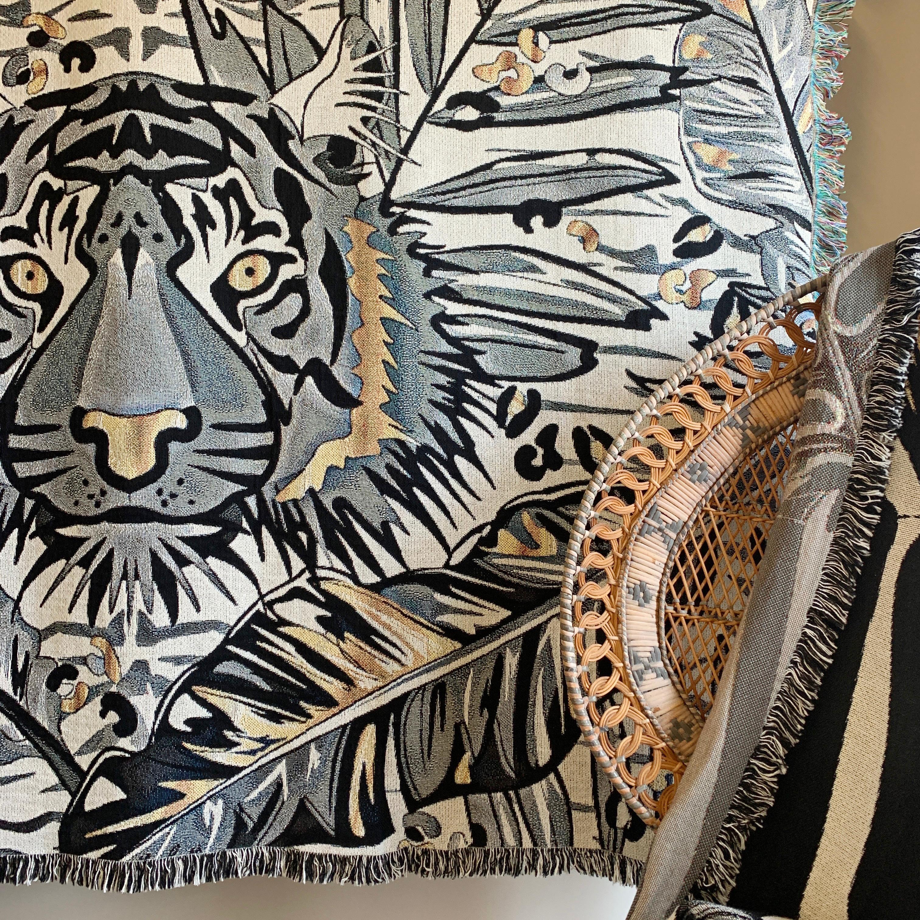 The Tropics Collection 'Tiger' Plaid tissé monochrome et or en vente 3