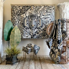The Tropics Collection 'Tiger' Woven Throw Monochrome and Gold