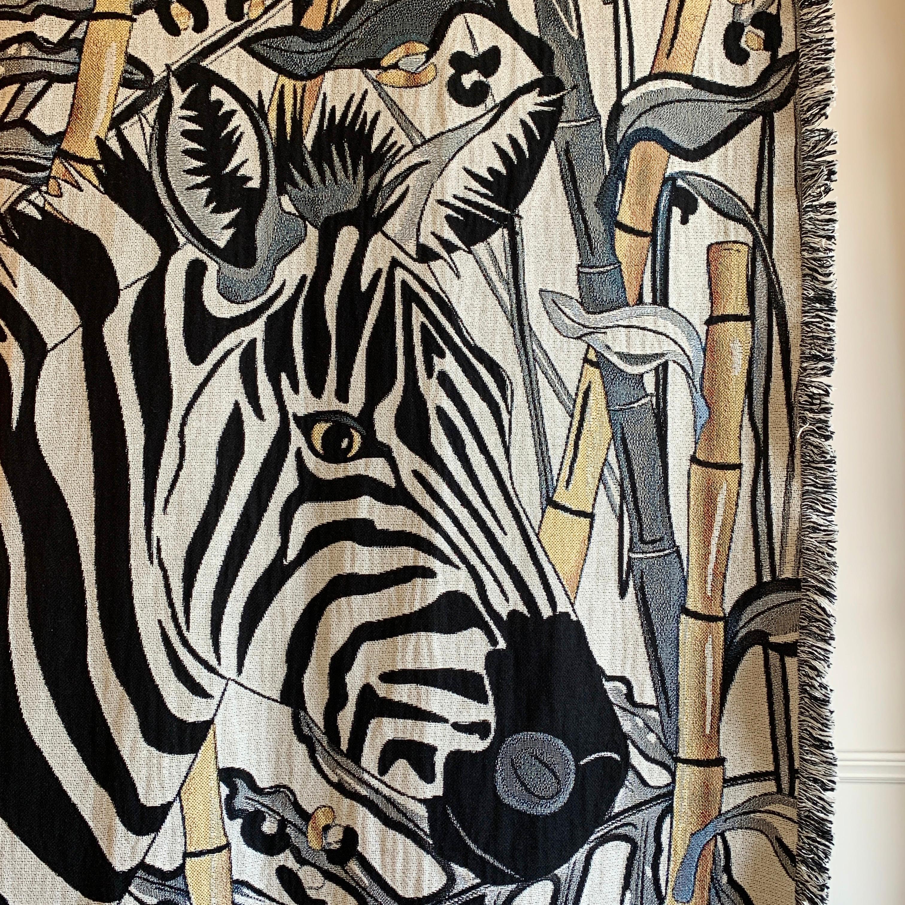 Moderne The Tropics Collection 'Zebra' Plaid tissé Monochrome et or en vente
