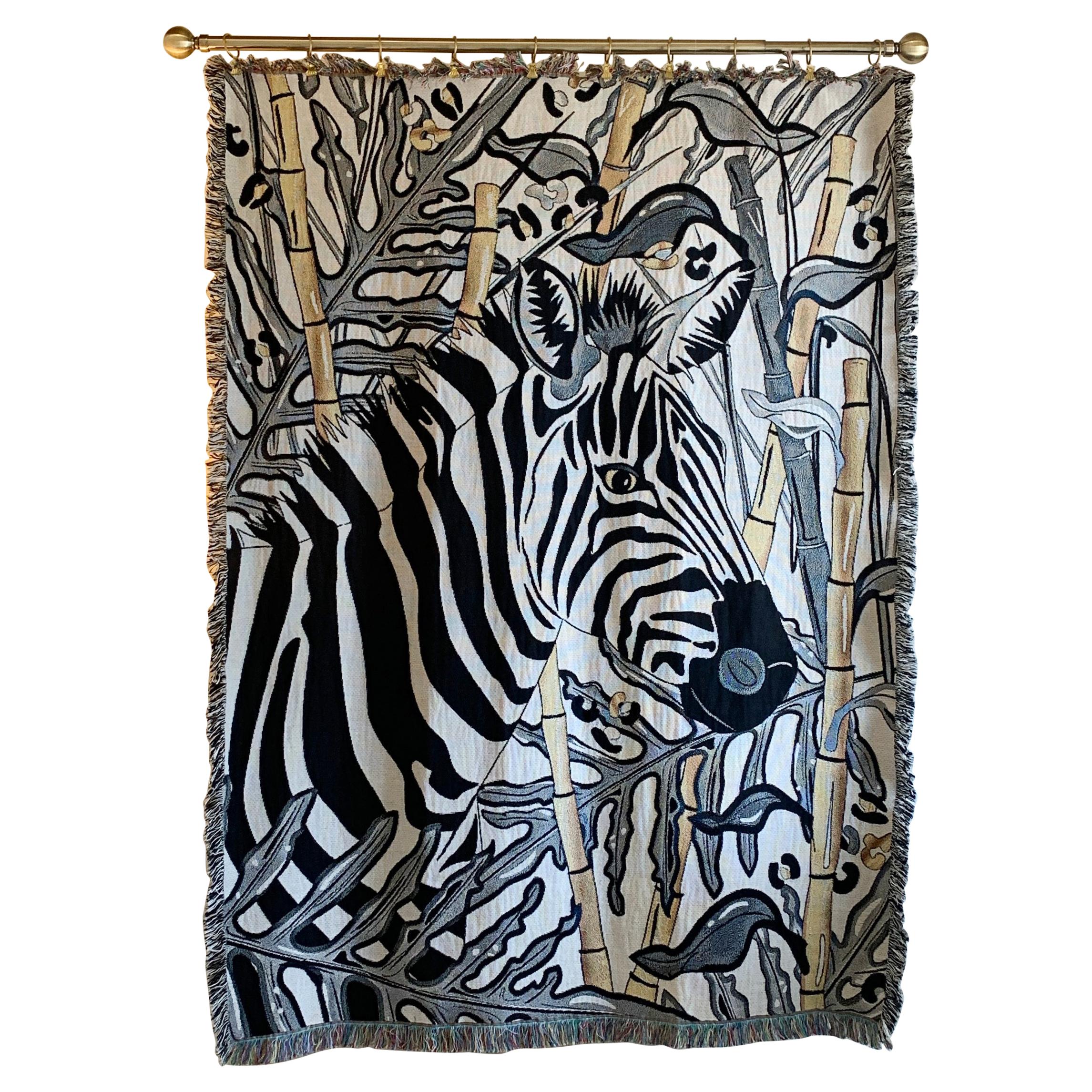 The Tropics Collection 
Zebra
 Woven Throw/Wall Hanging, Monochrome and Gold