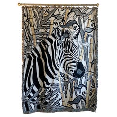 The Tropics Collection 
Zebra
 Woven Throw/Wall Hanging, Monochrome and Gold