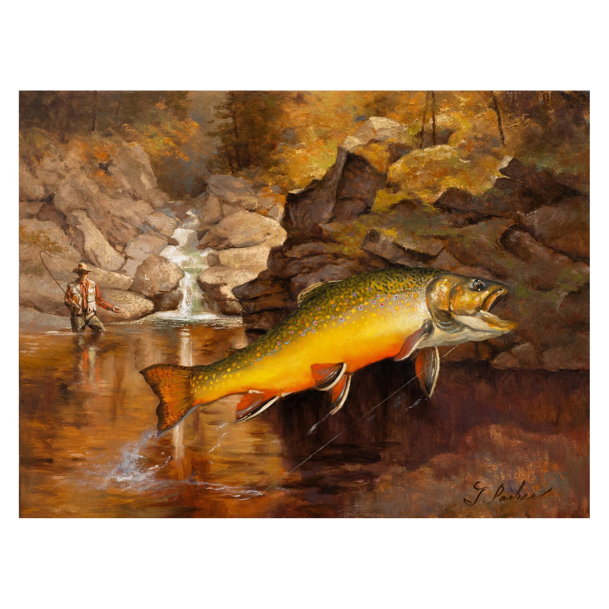 „Der Trout Pool“ Original-Ölgemälde von Greg Parker