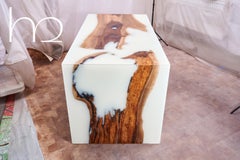 True White Ancient 200 year Walnut Waterfall Live Edge Writing Desk Contemporary