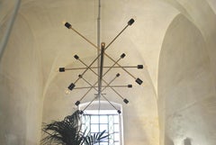 Tube, Italian Brass Chandelier