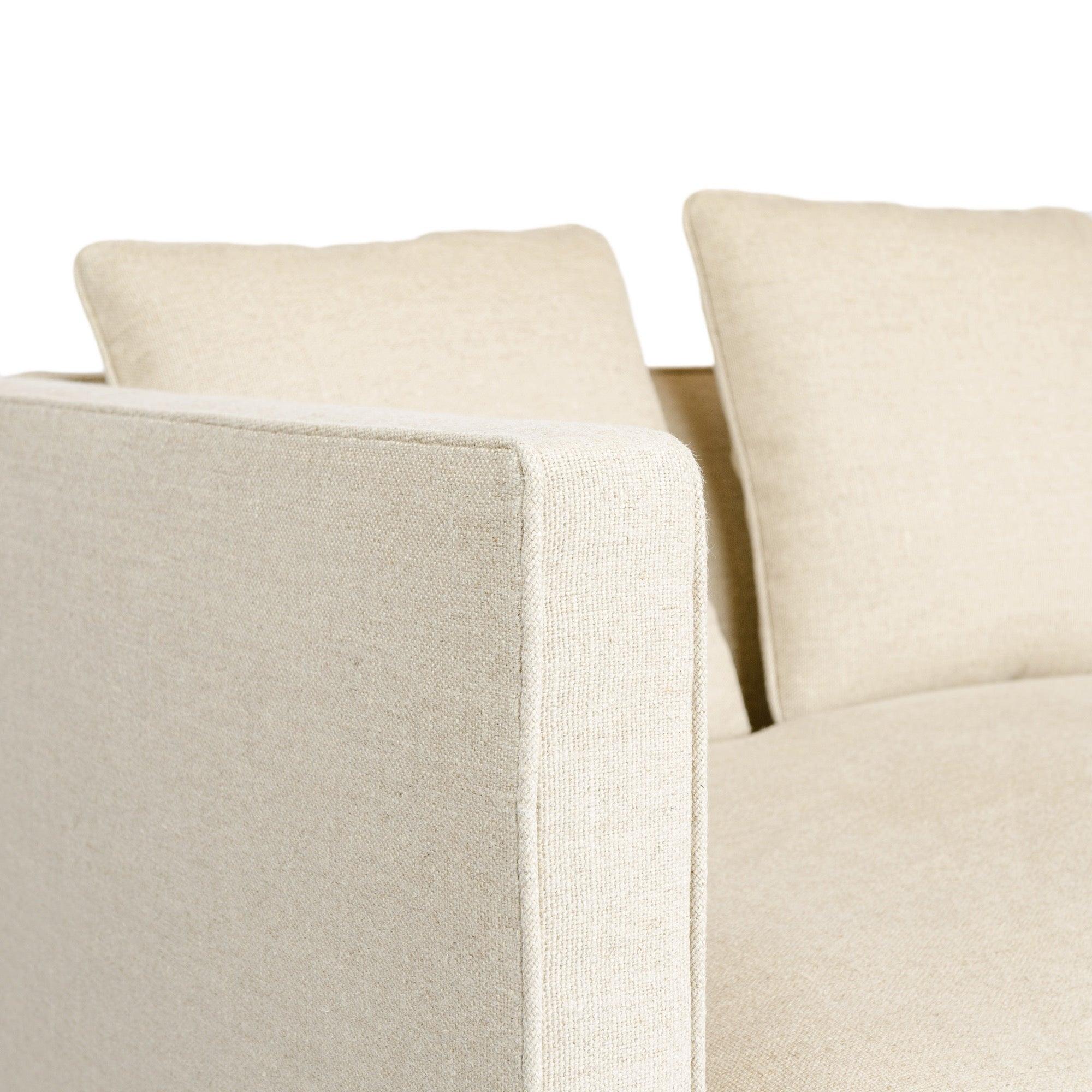 American The ‘Tuxedo Sofa’ in Natural Linen, Made to Order For Sale