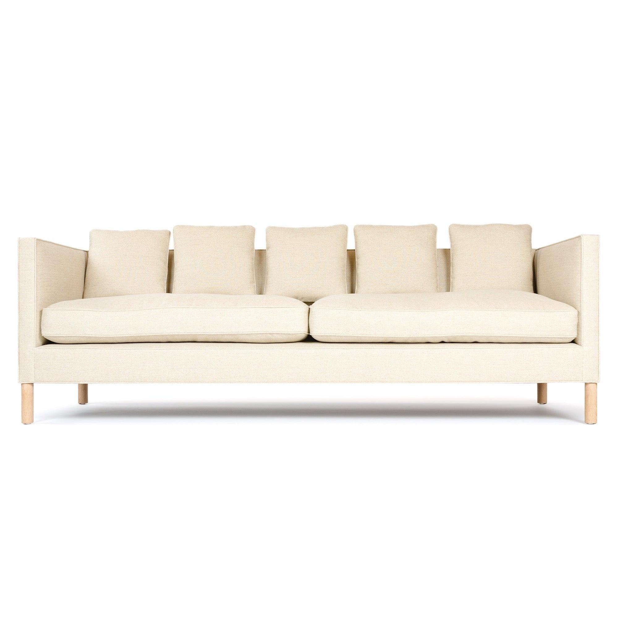 The ‘Tuxedo Sofa’ in Natural Linen, Made to Order In Excellent Condition For Sale In Sagaponack, NY