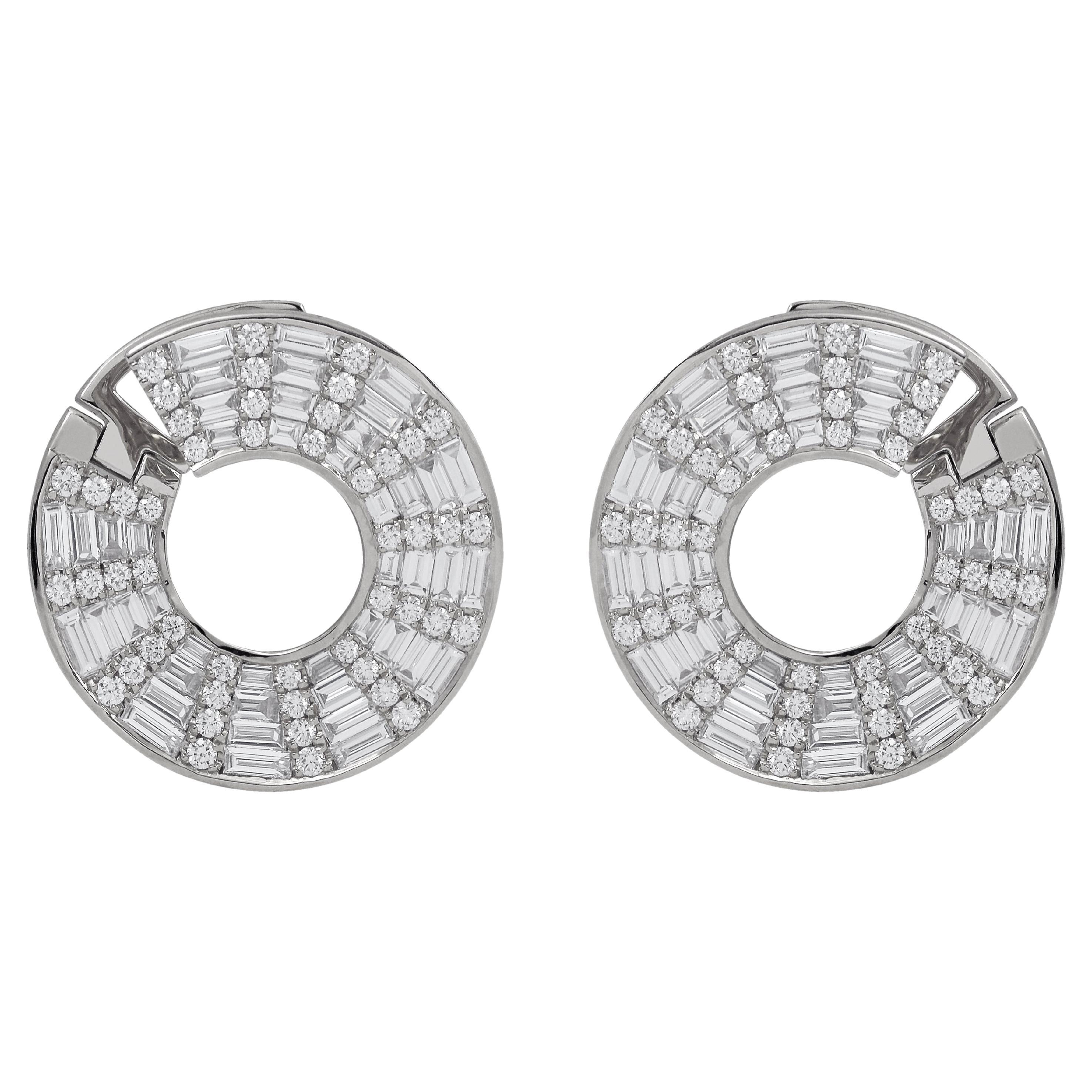 The Twist 2.0 Disc Diamond Earrings 18K White Gold