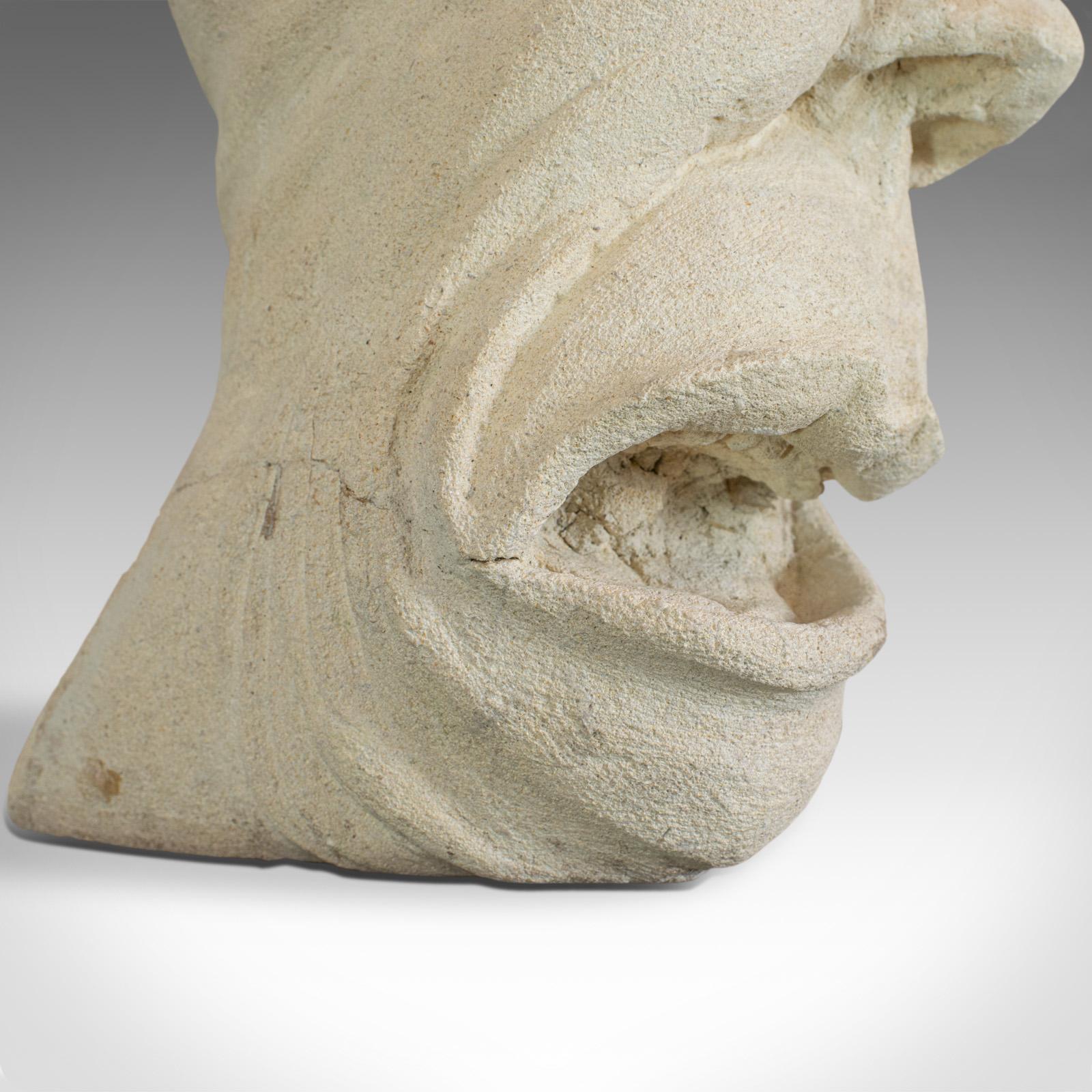 Twisted Face Bust, Dominic Hurley, English, Bath Stone, Sculpture For Sale 2