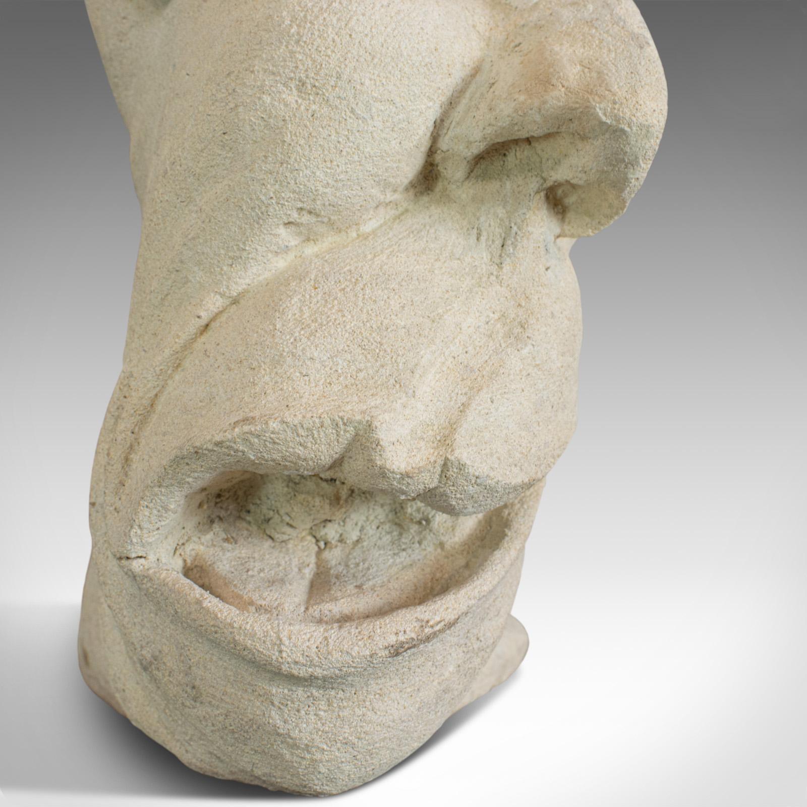 Twisted Face Bust, Dominic Hurley, English, Bath Stone, Sculpture For Sale 1