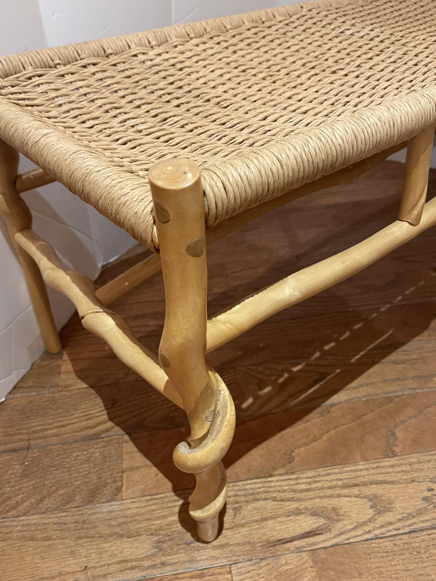 Works by Internationally Renowned Studio Craft Designer David N Ebner, from the Sassafras Twisted Stick Collection. One of three ever made in this size,of twisted wood and woven rush seat. Ebner has helped redefine studio craft furniture as