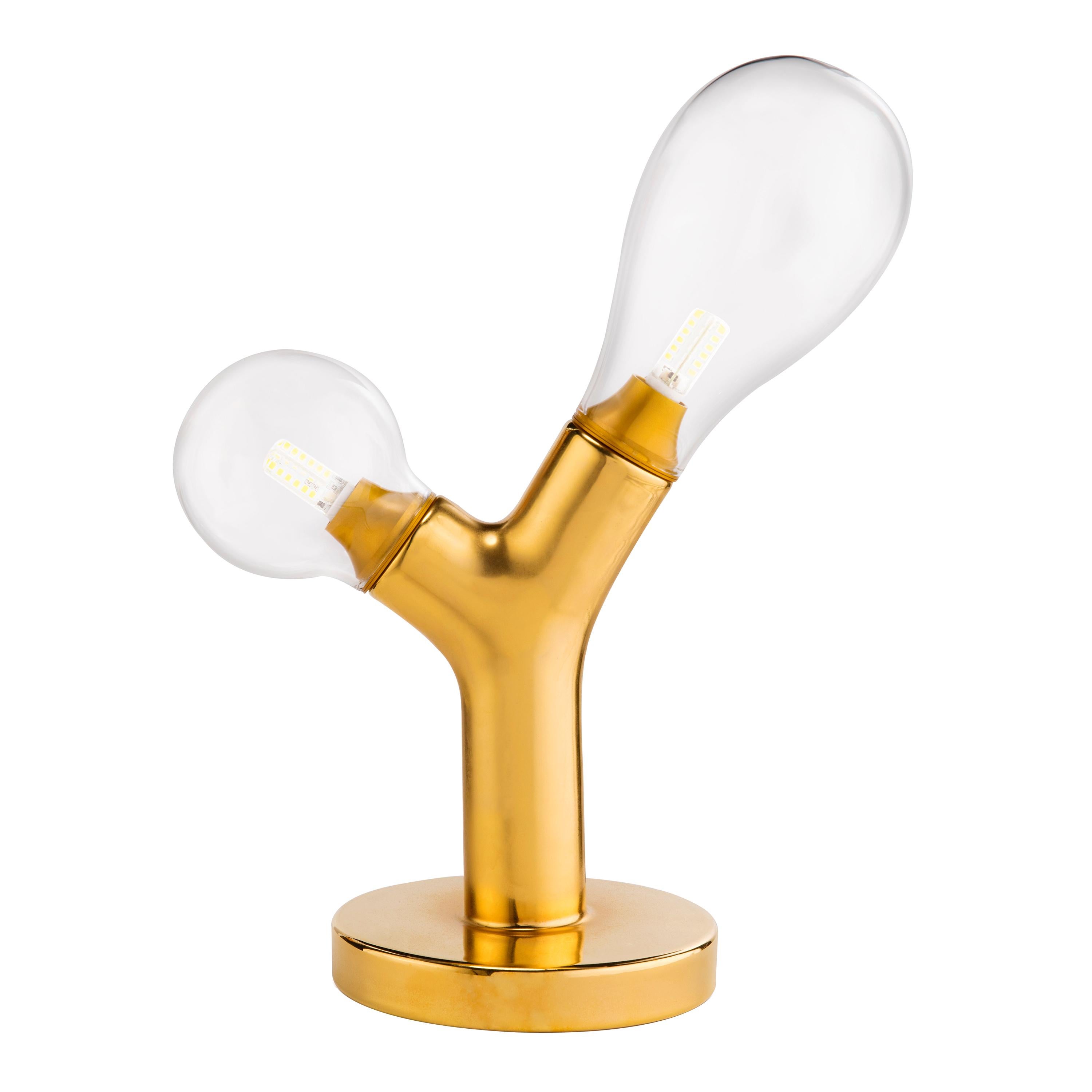 The Two Bulb Gold Plated Murano Glass, Two Light Bulb Table Lamp
