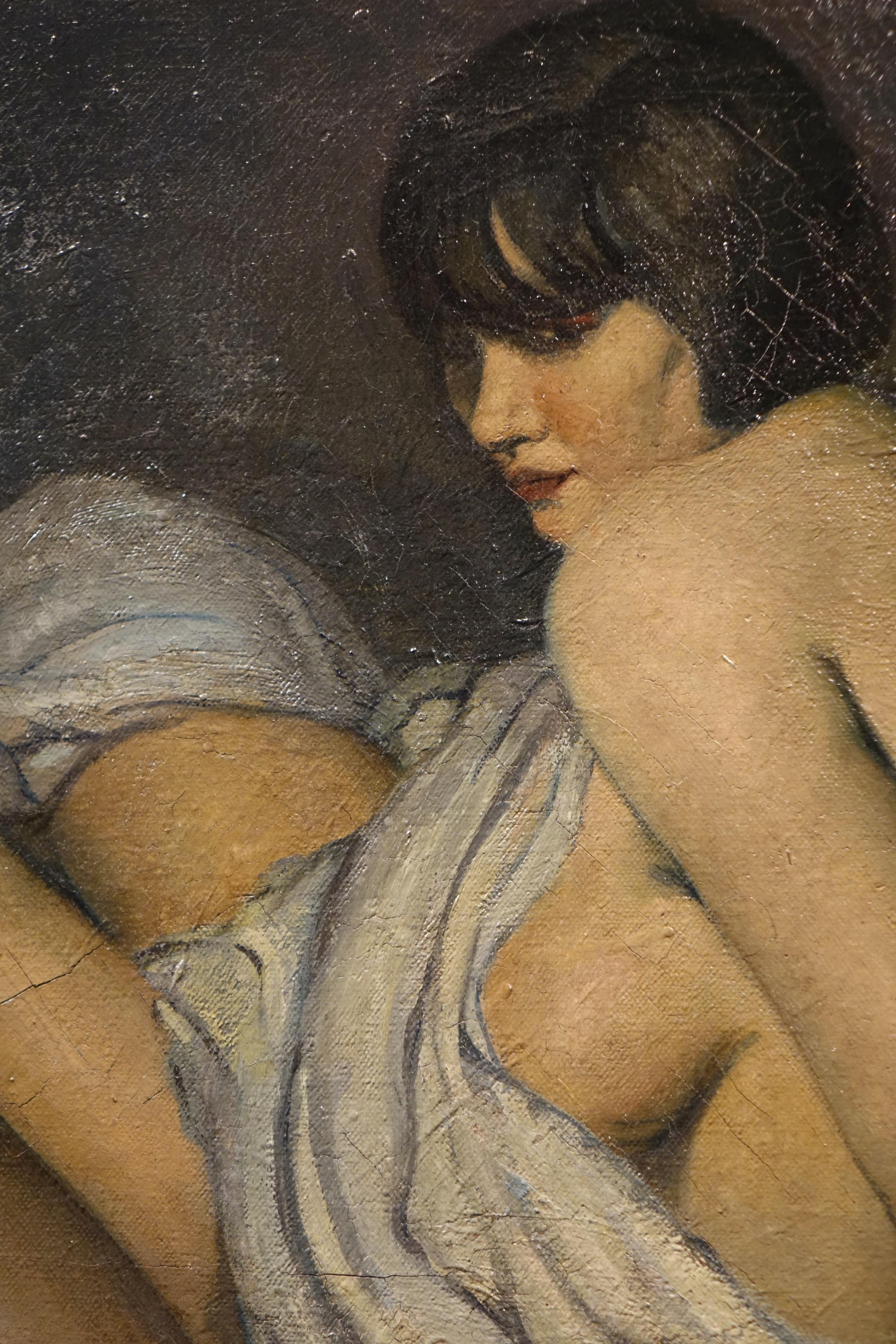Zwei Freunde signiert F. MOLINA, 1925 im Zustand „Gut“ im Angebot in PARIS, FR