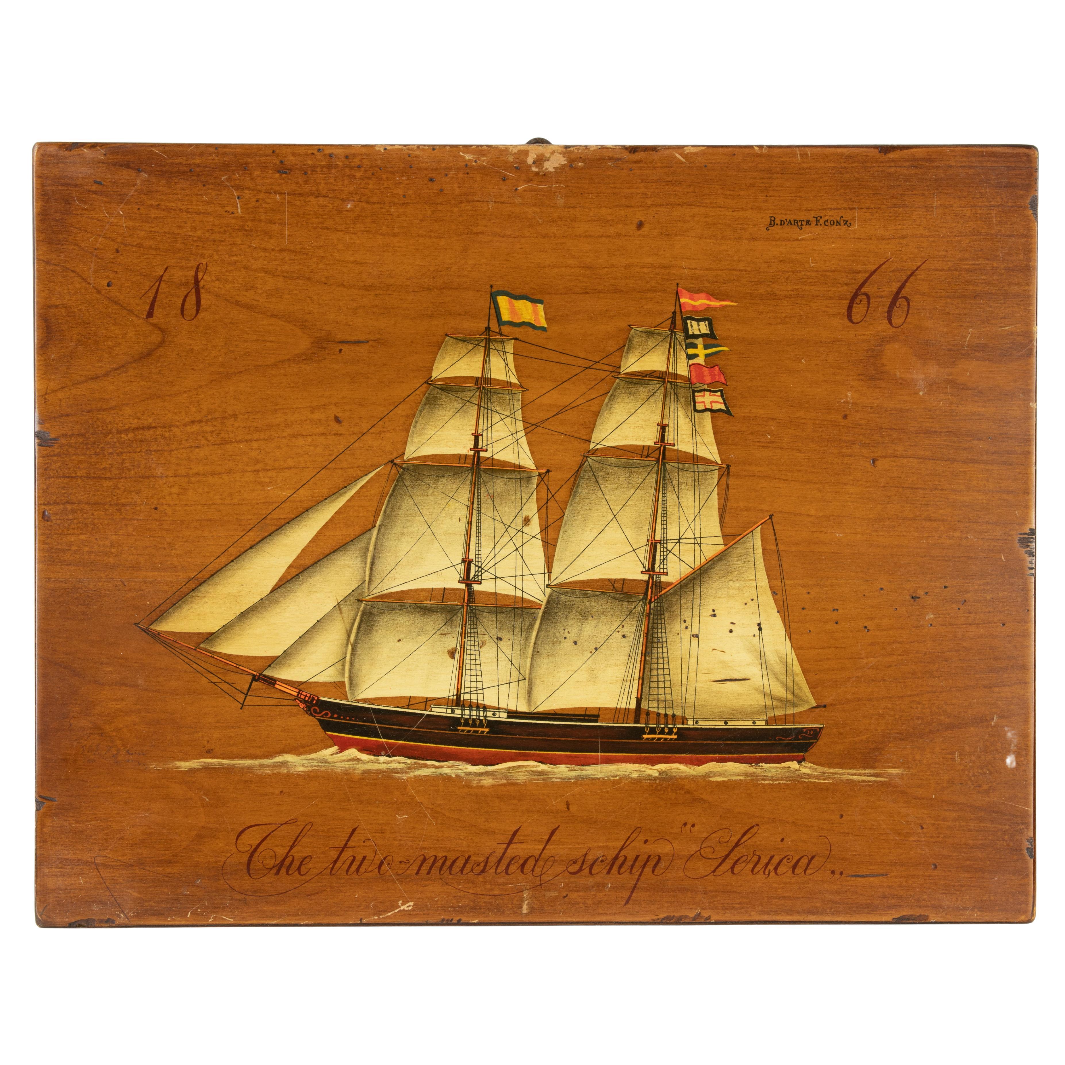  The Two Masted Ship Serica - Wall Reproduction For Sale