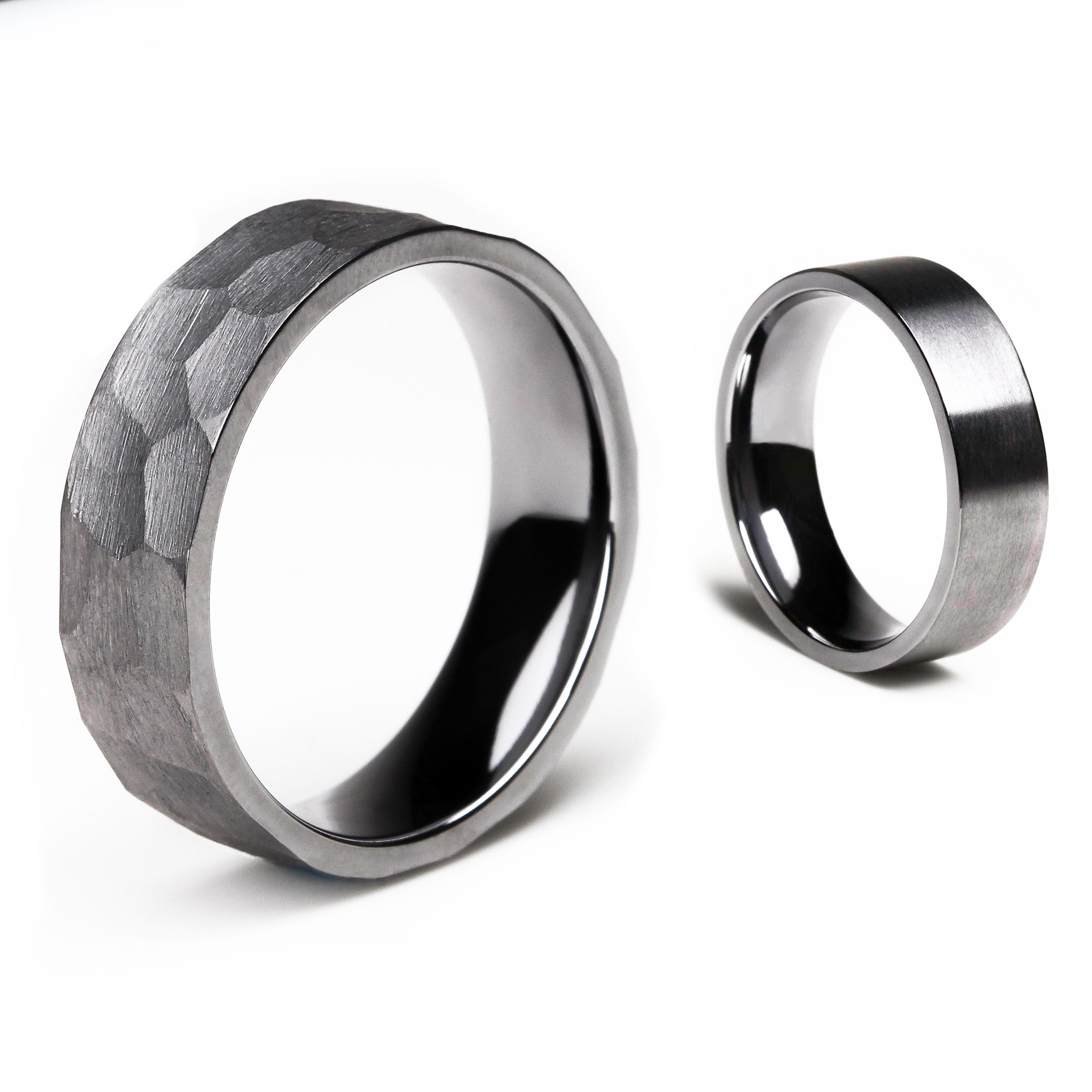 For Sale:  The Ulrich : Hammered Facets Flat Tantalum Comfort Fit Wedding Band 3