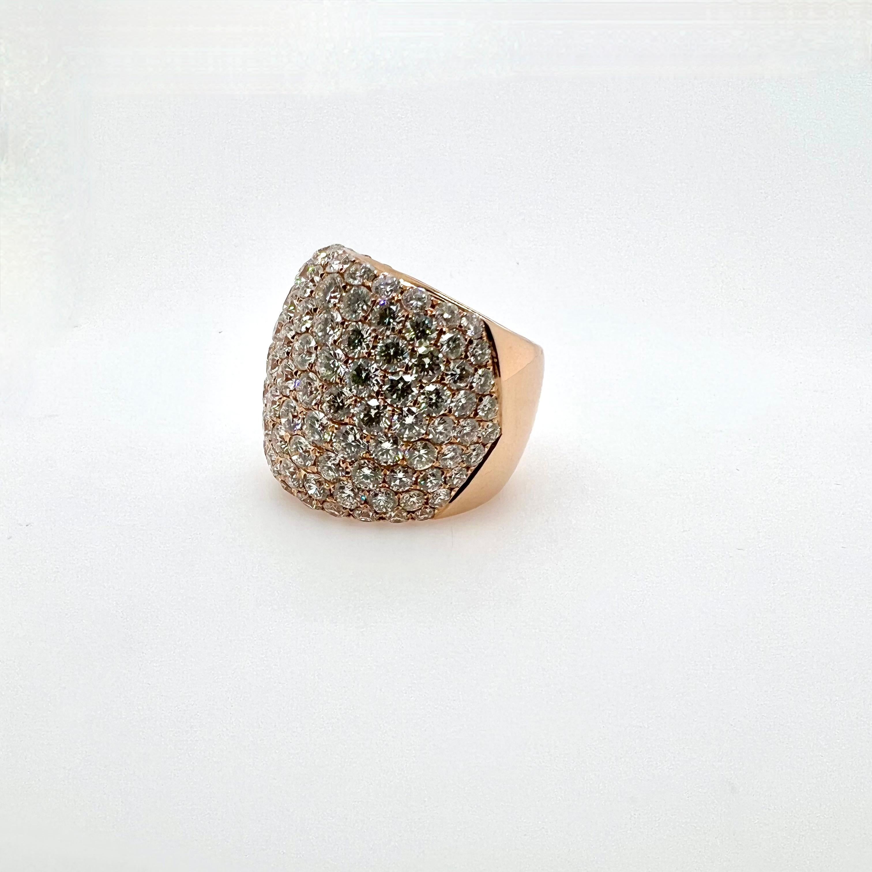 Contemporary The Ultimate 18k Rose Gold Pave Diamond Dome Ring Band For Sale