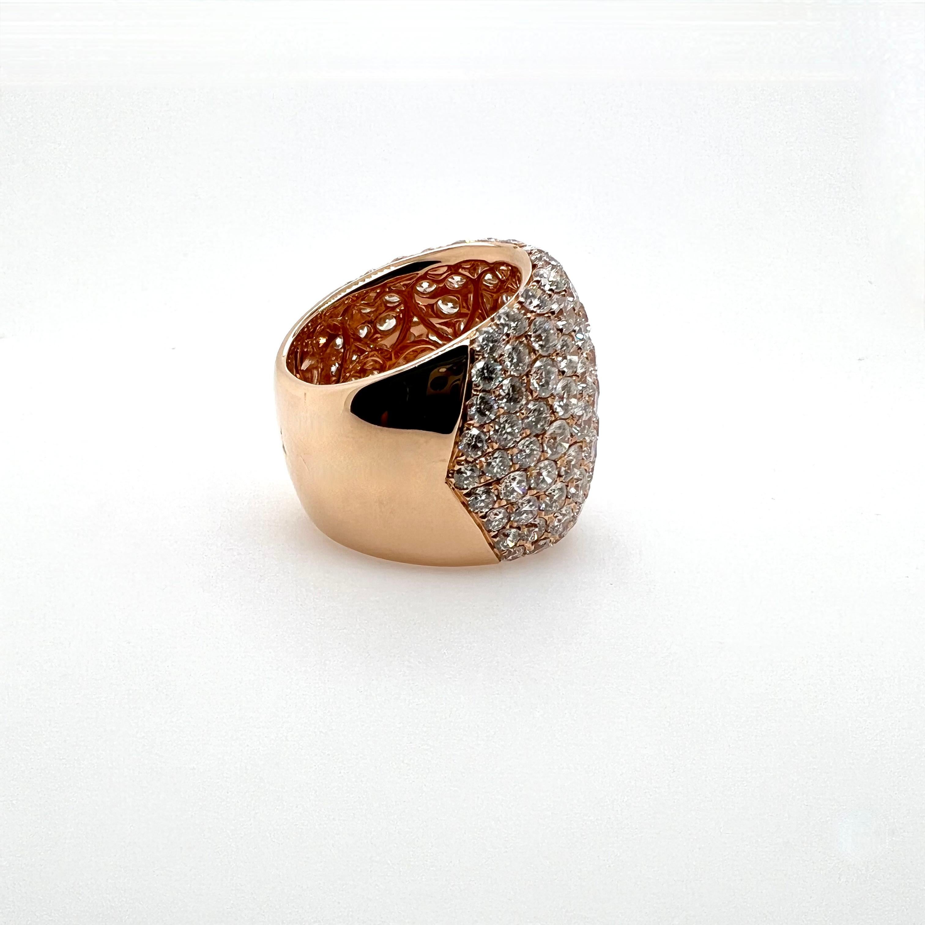 Round Cut The Ultimate 18k Rose Gold Pave Diamond Dome Ring Band For Sale