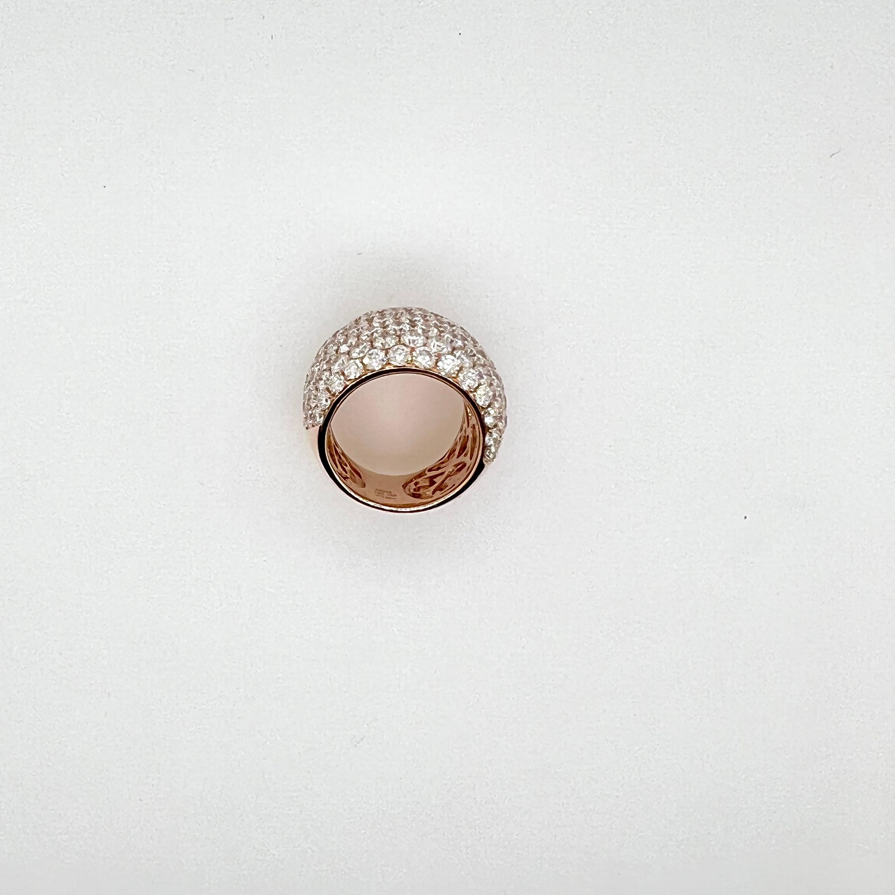 The Ultimate 18k Rose Gold Pave Diamond Dome Ring Band In New Condition For Sale In Carrollton, TX
