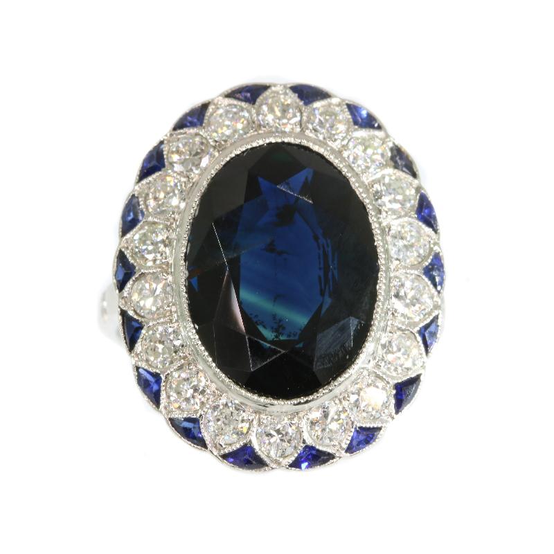 Ultimate French Art Deco Diamond and Sapphire Engagement Ring, 1920s In Excellent Condition For Sale In Antwerp, BE