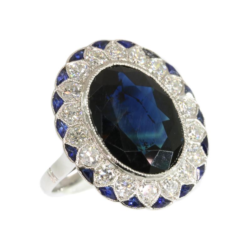 Ultimate French Art Deco Diamond and Sapphire Engagement Ring, 1920s For Sale 5