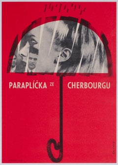 The Umbrellas of Cherbourg 1966 Czech A3 Film Poster, Miroslav Vystrcil