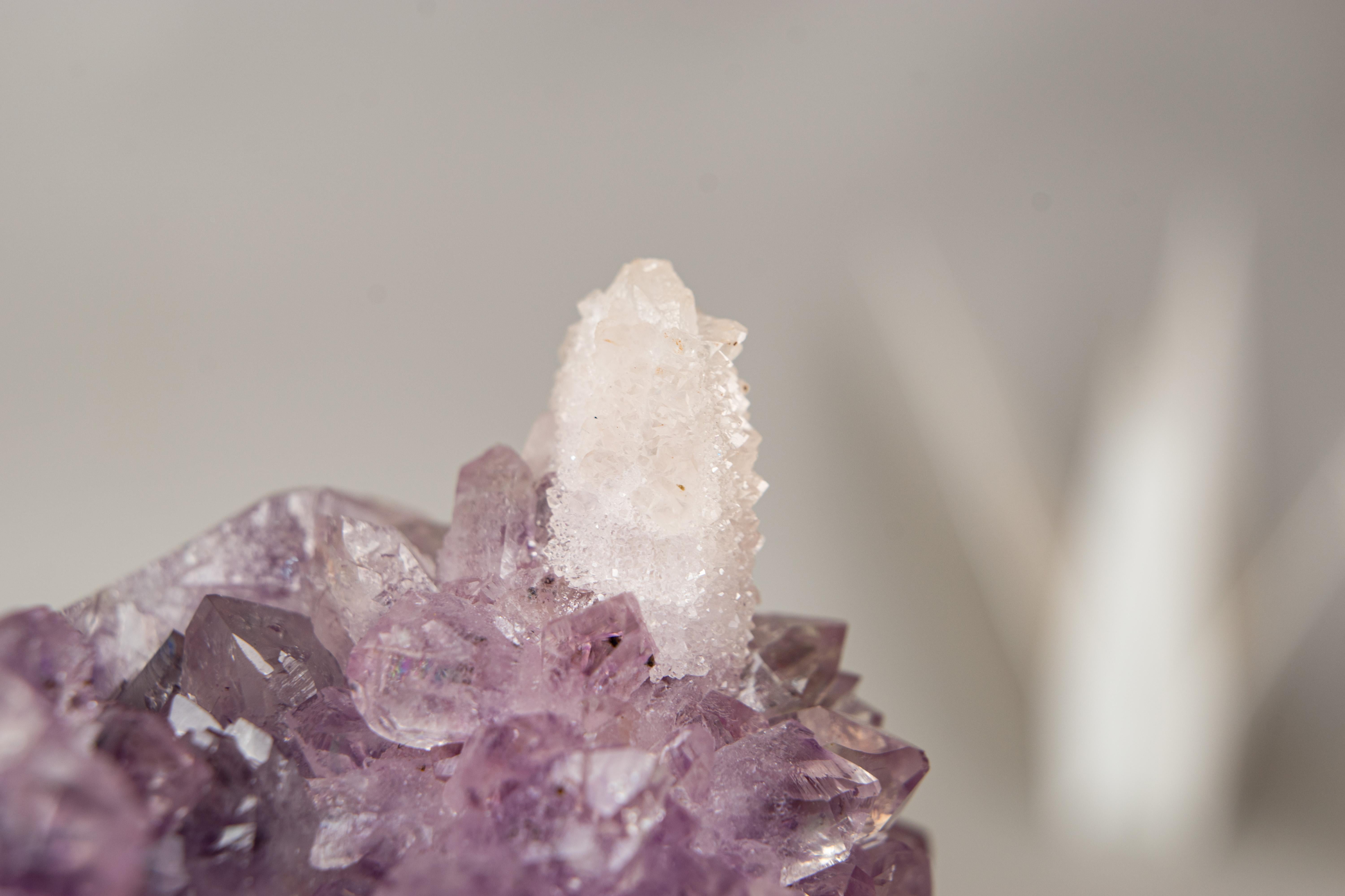 L'Unicorno - Raro fiore di ametista con inclusione di cristallo di calcite in vendita 2