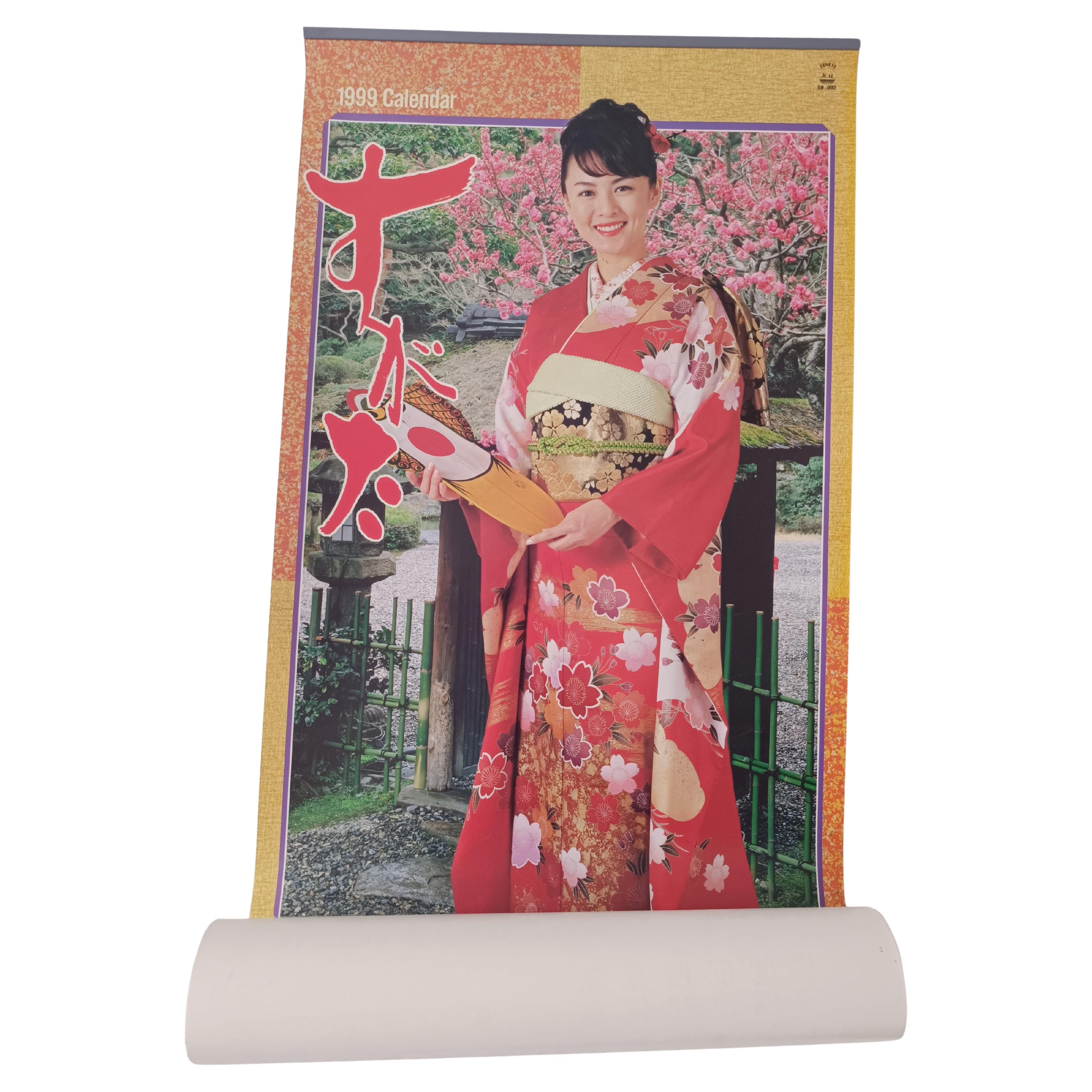 El calendario único "Calendario Kimono 1999" es una rareza de coleccionista de Japón en venta
