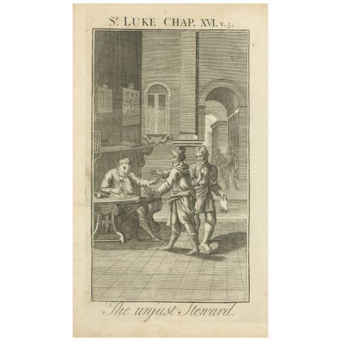 The Unjust Steward Engraving – Luke XVI Parable Scene 1735