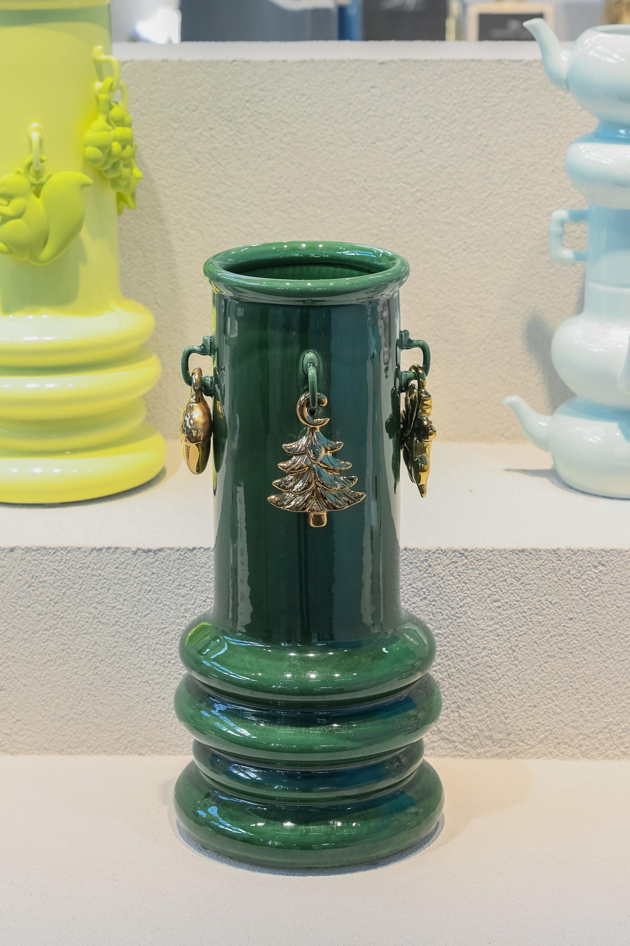 The Unspoken Green Ceramic Vase by Hua Wang In New Condition For Sale In Beverly Hills, CA