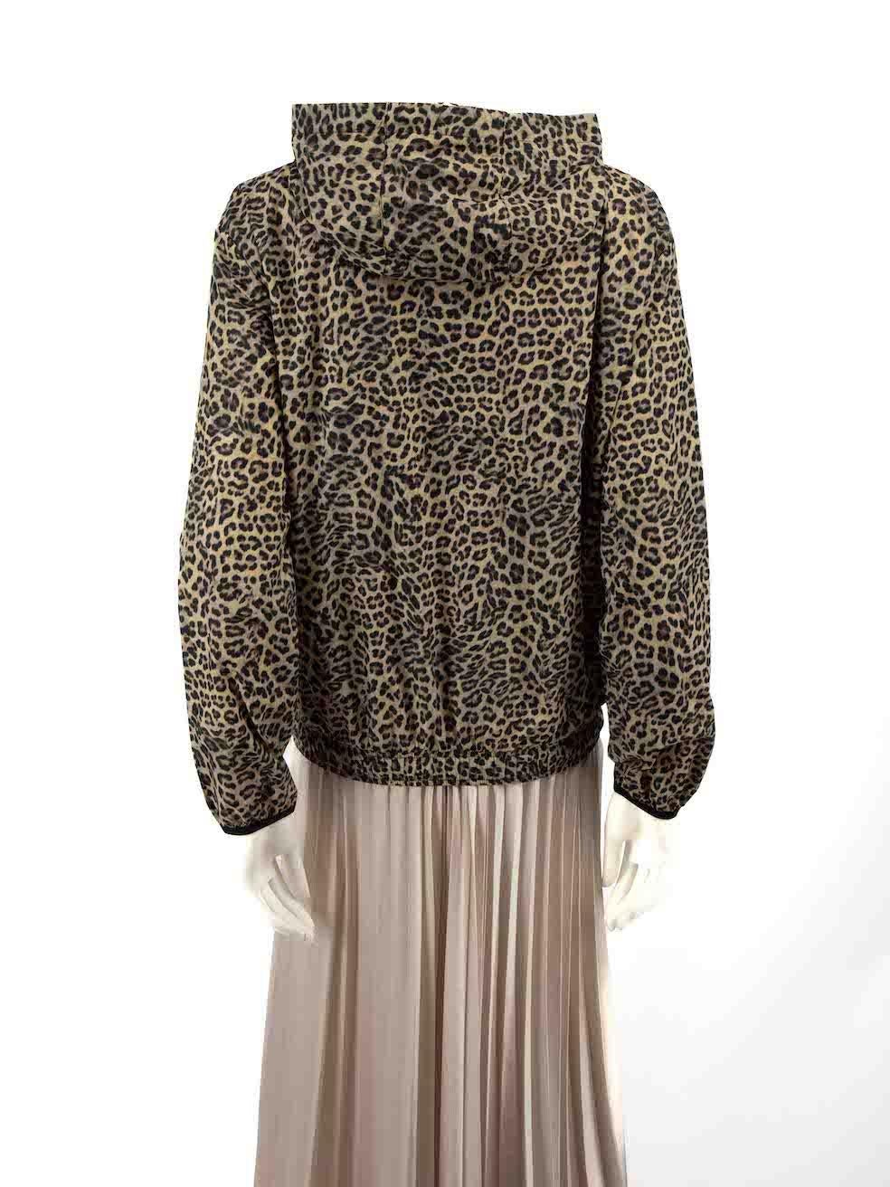The Upside Brown Lila Hooded Leopard Shell Jacket Size S In Good Condition For Sale In London, GB