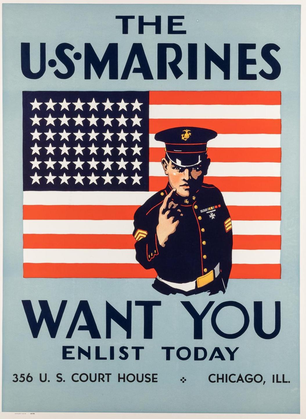 „The U.S. Marines Want You“ Vintage-Rekrutierungsplakat aus dem Zweiten Weltkrieg, 1940 (amerikanisch) im Angebot
