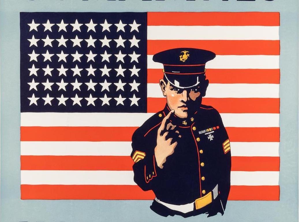 „The U.S. Marines Want You“ Vintage-Rekrutierungsplakat aus dem Zweiten Weltkrieg, 1940 im Zustand „Gut“ im Angebot in Colorado Springs, CO