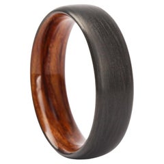 The Utzon: Carbon Fiber with Bentwood Interior 6mm Comfort Fit Wedding Band