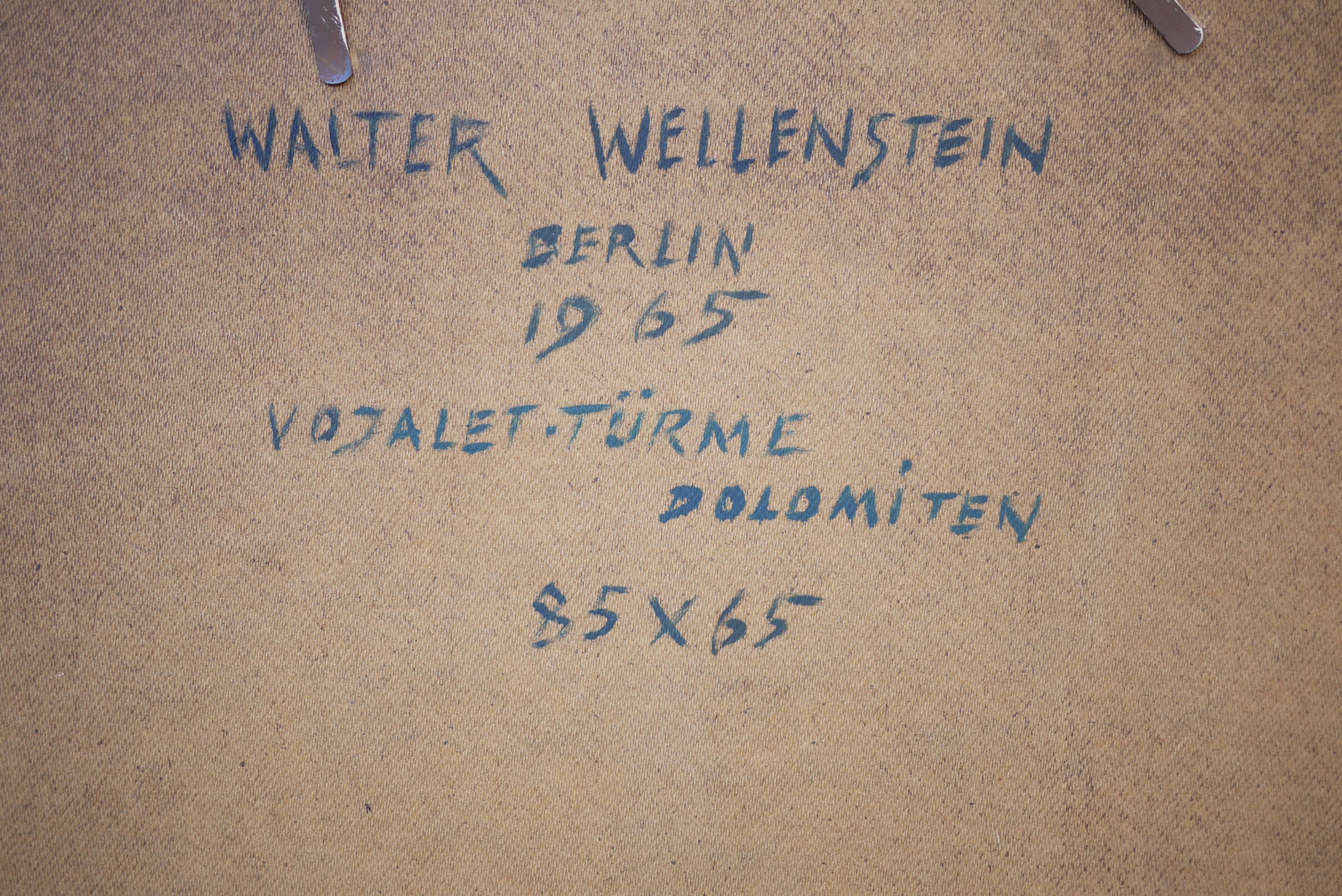 The Vajolet Towers, Walter Wellenstein, Berge, Gemälde, Öl auf Karton, 1965 (Deutsch) im Angebot
