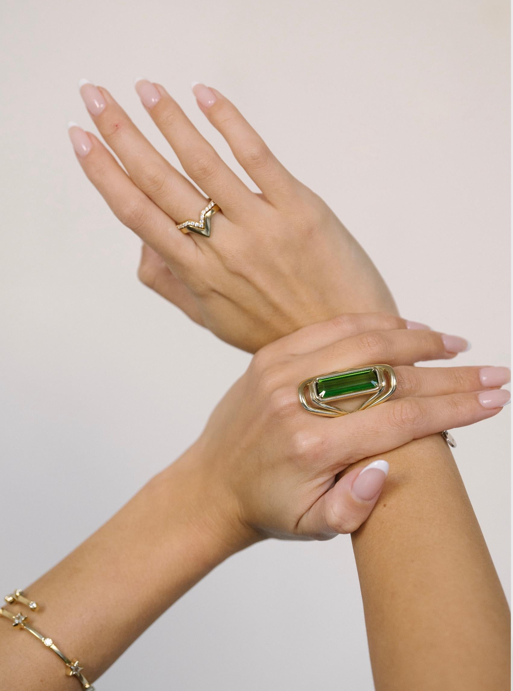 For Sale:  The Valentine Ring GIA 11ct Deep Green Tourmaline set with 18k Yellow Gold 13