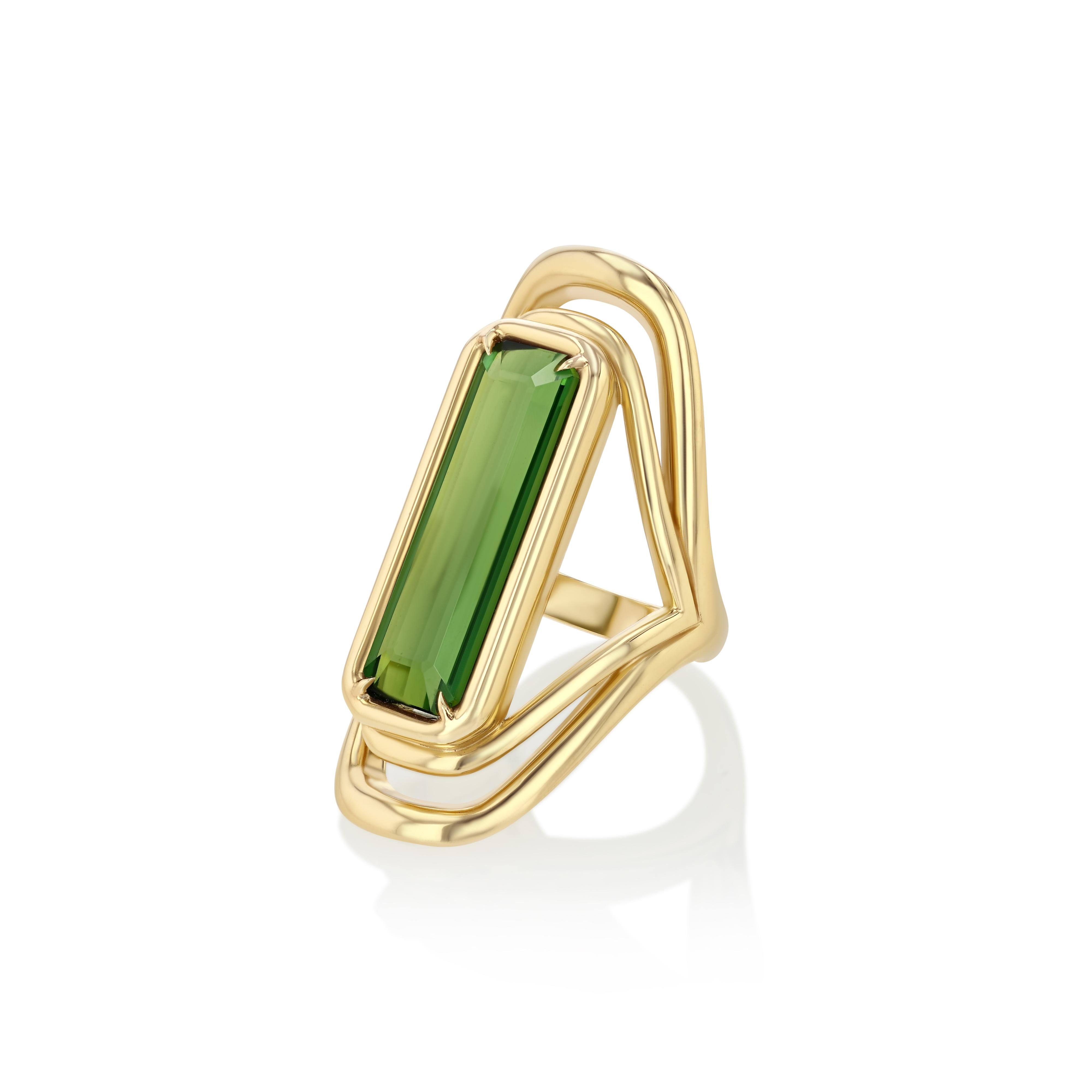 For Sale:  The Valentine Ring GIA 11ct Deep Green Tourmaline set with 18k Yellow Gold 2