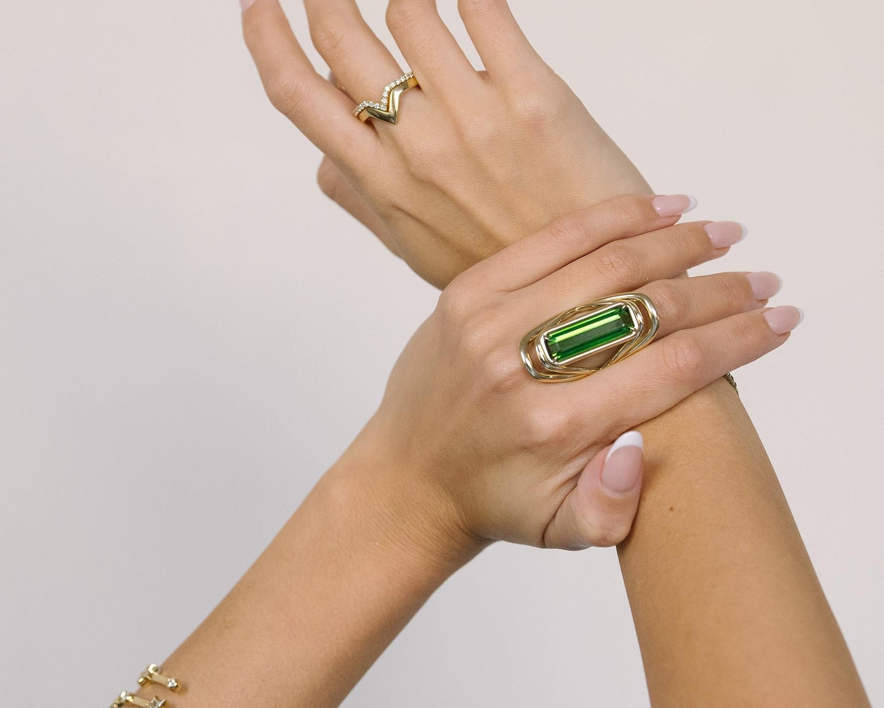For Sale:  The Valentine Ring GIA 11ct Deep Green Tourmaline set with 18k Yellow Gold 5