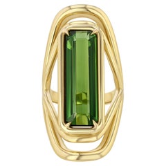 La bague Valentine en or jaune 18 carats sertie d'une tourmaline vert profond de 11 carats certifiée GIA