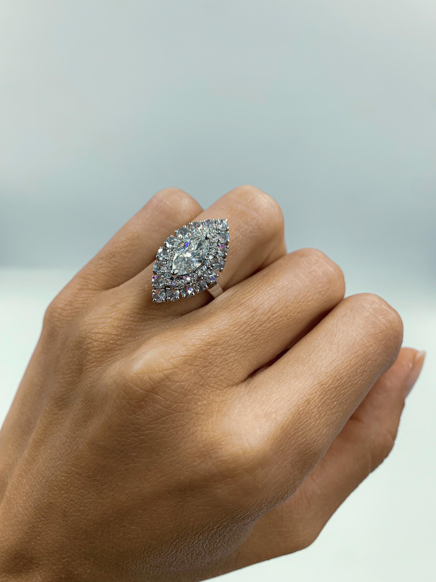 The Valioka- 1,06 Bague en or 18 carats avec diamants taille marquise et rose Pour femmes en vente
