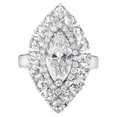 The Valioka- 1.06 Center Marquise and Rosecut Diamond Ring 18K Gold
