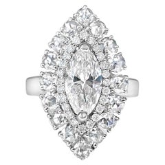 The Valioka- 1,06 Bague en or 18 carats avec diamants taille marquise et rose