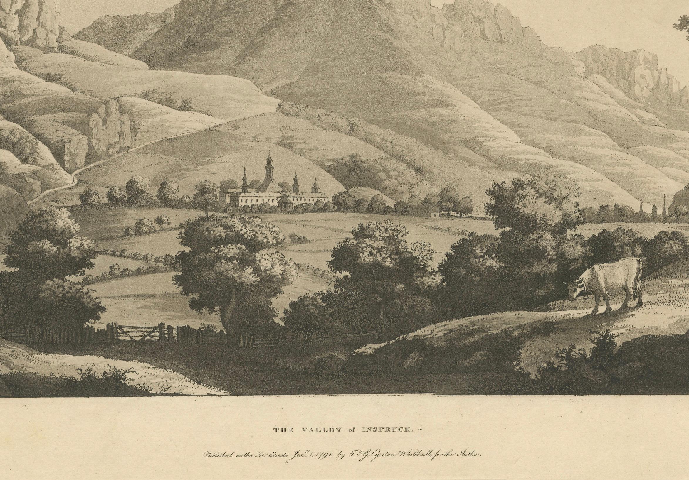 Paper The Valley of Inspruck: An 18th-Century Engraved Perspective, 1792 For Sale