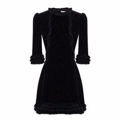 The Vampire's Wife Black Sparkle Velvet Mini Cate Dress - New Season Size S