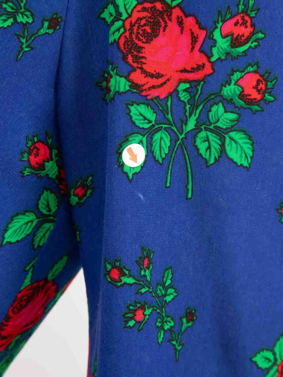 The Vampire's Wife Blue Floral Print Ruffled Tiered Midi Dress Size XS For Sale 1
