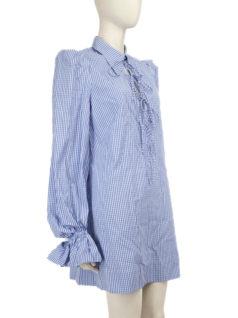 CONDITION is Very good. Minimal wear to dress is evident. Minimal wear to the front neck tie where some discolouration can be seen on thisused The Vampire's Wife designer resale item.
 
 
 
 Details
 
 
 Blue
 
 Cotton
 
 Dress
 
 Gingham pattern
 

