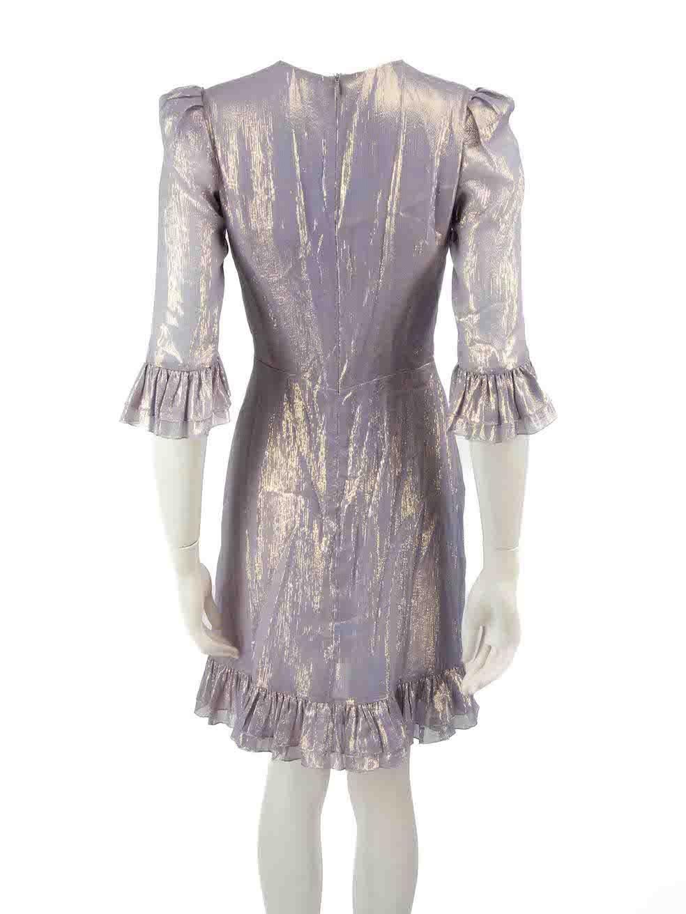 The Vampire's Wife Lilac Silk Metallic Mini Dress Size S In Good Condition For Sale In London, GB